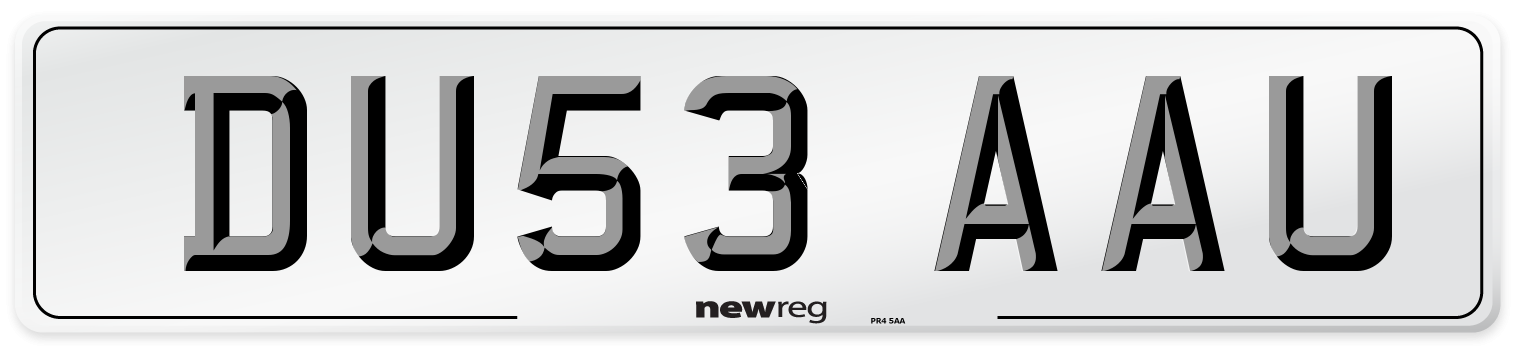 DU53 AAU Number Plate from New Reg